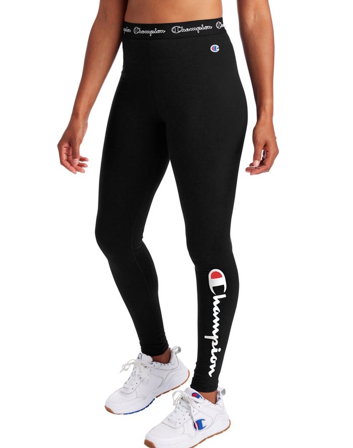 Champion Womens Leggings NZ - Authentic Script Logo Black ( 7126-ZSAOC )